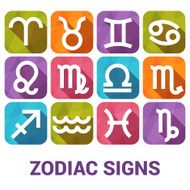 Vector icon set of Zodiac Signs in flat style