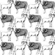 Sketch New Year ram in vintage style N44