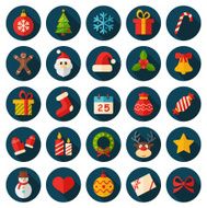 Round Flat Christmas Icons - Illustration