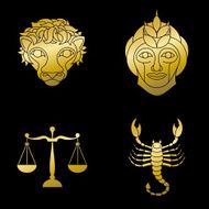 Golden signs of zodiac (Leo virgo libra and scorpo)