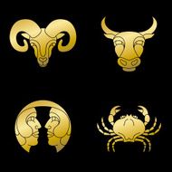 Golden signs of zodiac (Aries taurus gemini and cancer)