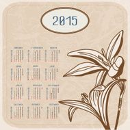 Vector calendar for 2015 Flowers on textured background