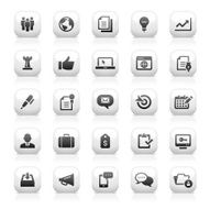 White Button Icons Set
