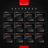 Calendar 2015 - glass frames on a hexagons background