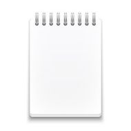 Blank spiral notebook on white background