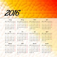 Calendar 2016 template design with header picture starts monday N125
