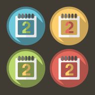 Flat Calendar Icons on Circular Buttons