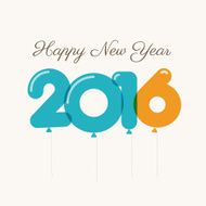 Happy new year 2016 card balloons font