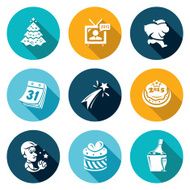 New year Icons Set Vector Illustration