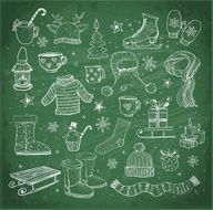 Set of hand-drawn sketchy christmas elements N15