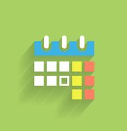 Flat long shadow design calendar icon