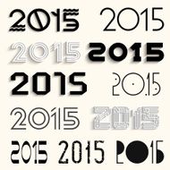 Vector set of various lettering 2015 for design