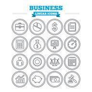 Business linear icons set Thin outline signs Vector N3