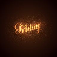Friday label with glowing golden sparkles