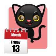 Cute black kitten with calendar