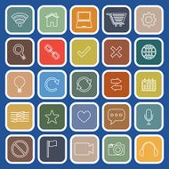 Web line flat icons on blue background