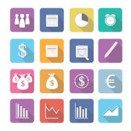 Set of vector business elements icons in flat design