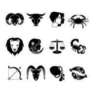 Zodiac signs icons set black