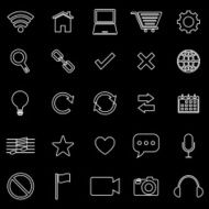 Web line icons on black background