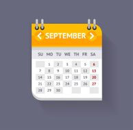 Vector Calendar September Flat Design