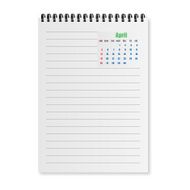 piece of paper with a calendar for April 2015
