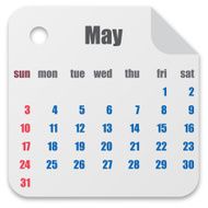 Calendar for the month of May vector illustration