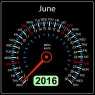 year calendar speedometer car June