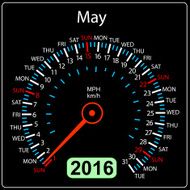 year calendar speedometer car May