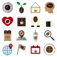coffee and tea flat icons vector illustration