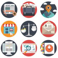 Flat business icon set office items N2