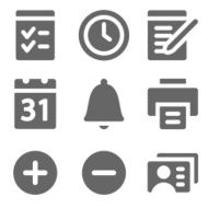 Organizer web icons grey solid series