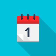 Flat calendar icon Date and time background Number 1