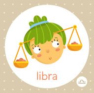 Libra zodiac sign girl with bowls of scales
