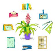 Business office stationery supplies icons set N2
