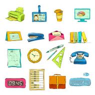 Business office stationery supplies icons set N3