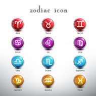 Zodiac Icon Glossy Button Icon Set Vector Illustration