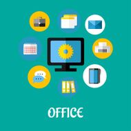 Office flat icons set