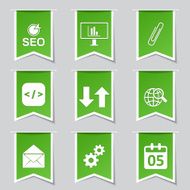 SEO Internet Sign Label Vector Green Icon Design Set 6