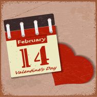 Vintage background with a calendar and red heart