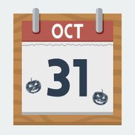 Vector calendar icon for 31 october in &#039;flat&#039; style