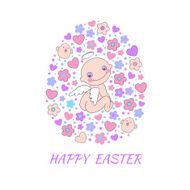 Easter concept card Bright holiday background with angel