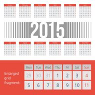 Simple european 2015 year vector calendar N20