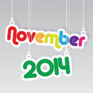 November 2014 Paper Hanging Sign -eps10 vector