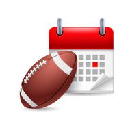 Rugby ball and calendar