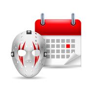 Hockey mask and calendar