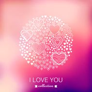 Vector Valentine&#039;s Day background round circle made of hearts