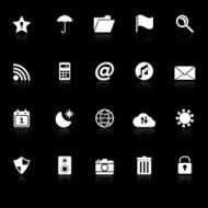 Tool bar icons with reflect on black background