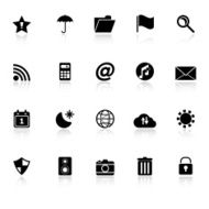 Tool bar icons with reflect on white background