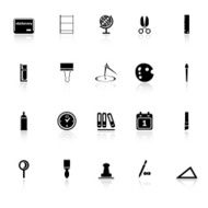 General stationary icons with reflect on white background