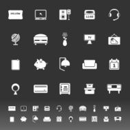 Bedroom icons on gray background
